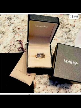 David Yurman Silver and Gold Multi-Row Cable Stackable Ring